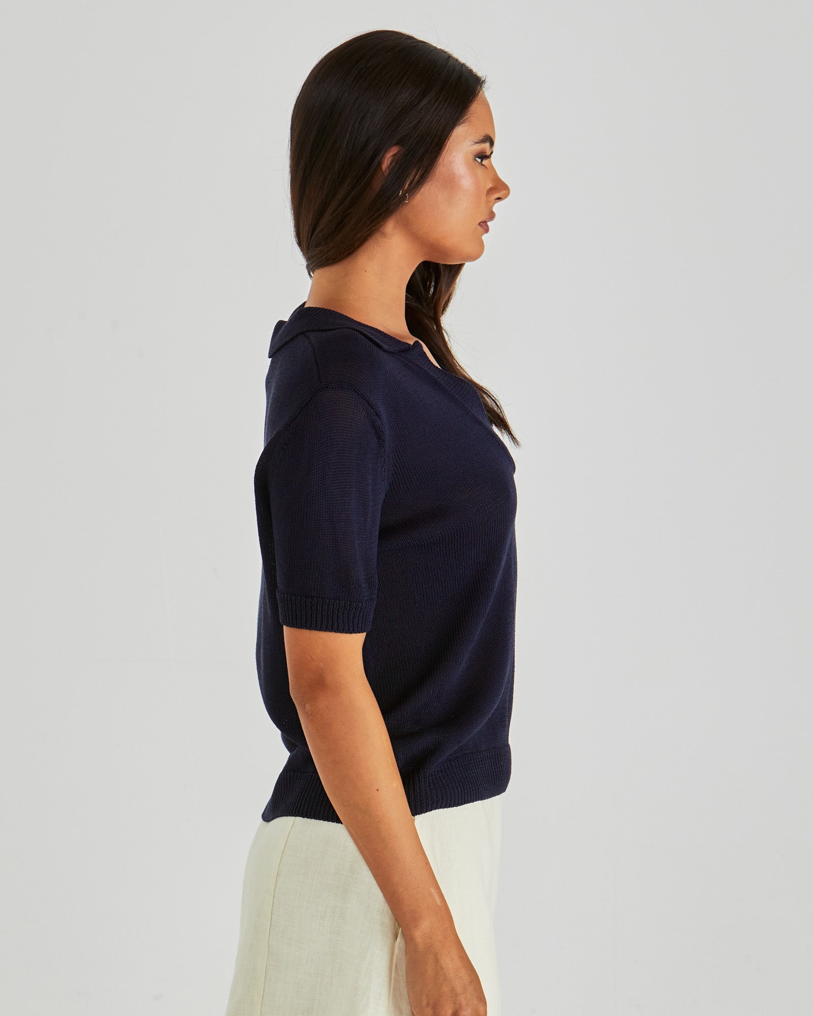 Abbie Knit Polo navy