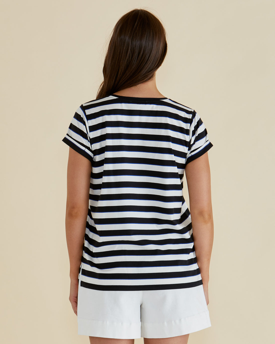 Caia Crew Tee blue/black stripe