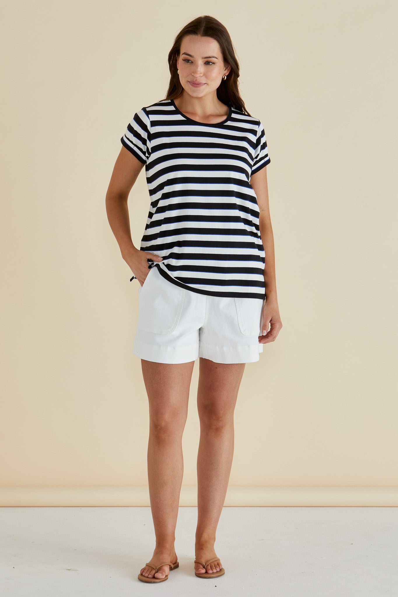 Caia Crew Tee blue/black stripe