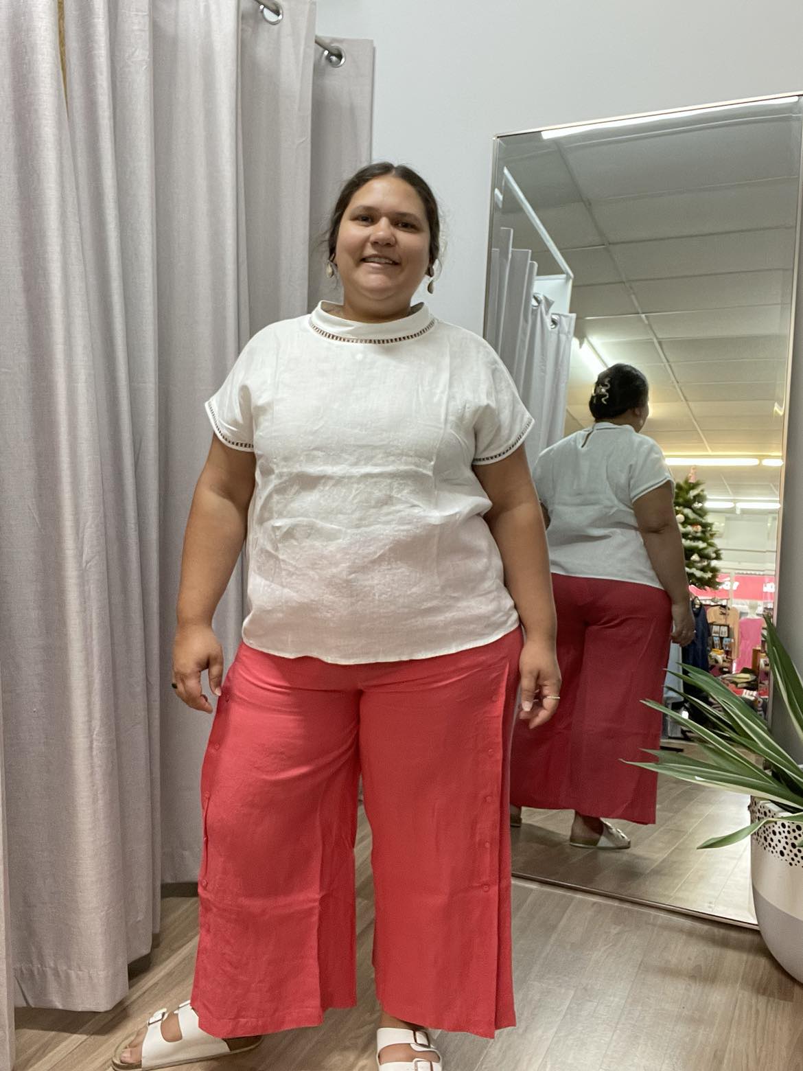 Gabi Linen Button Culotte Coral
