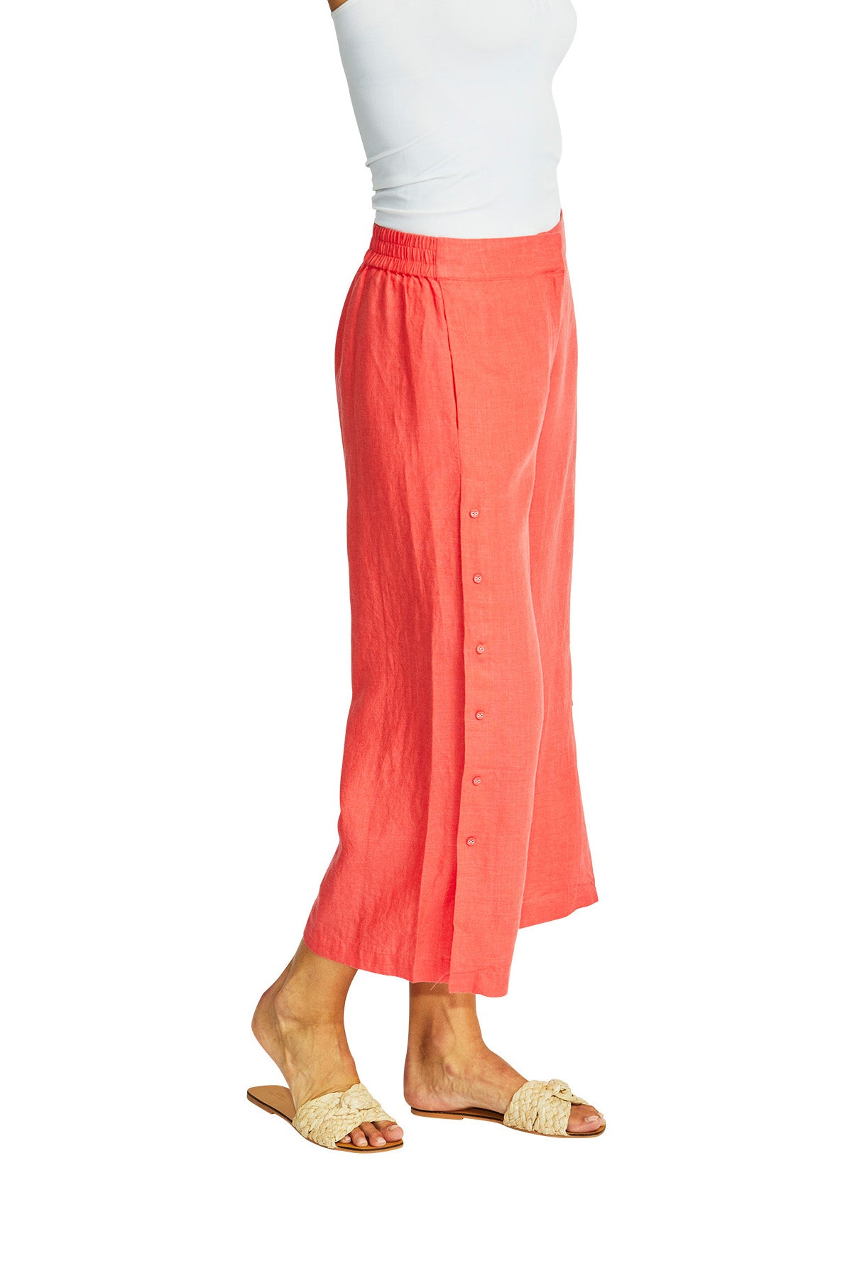 Gabi Linen Button Culotte Coral