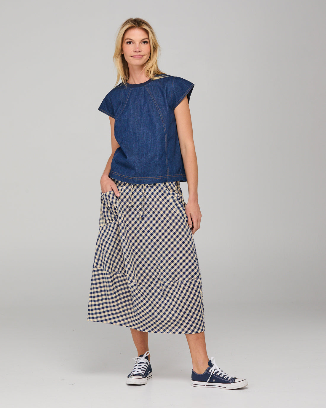 Guru Skirt navy seersucker
