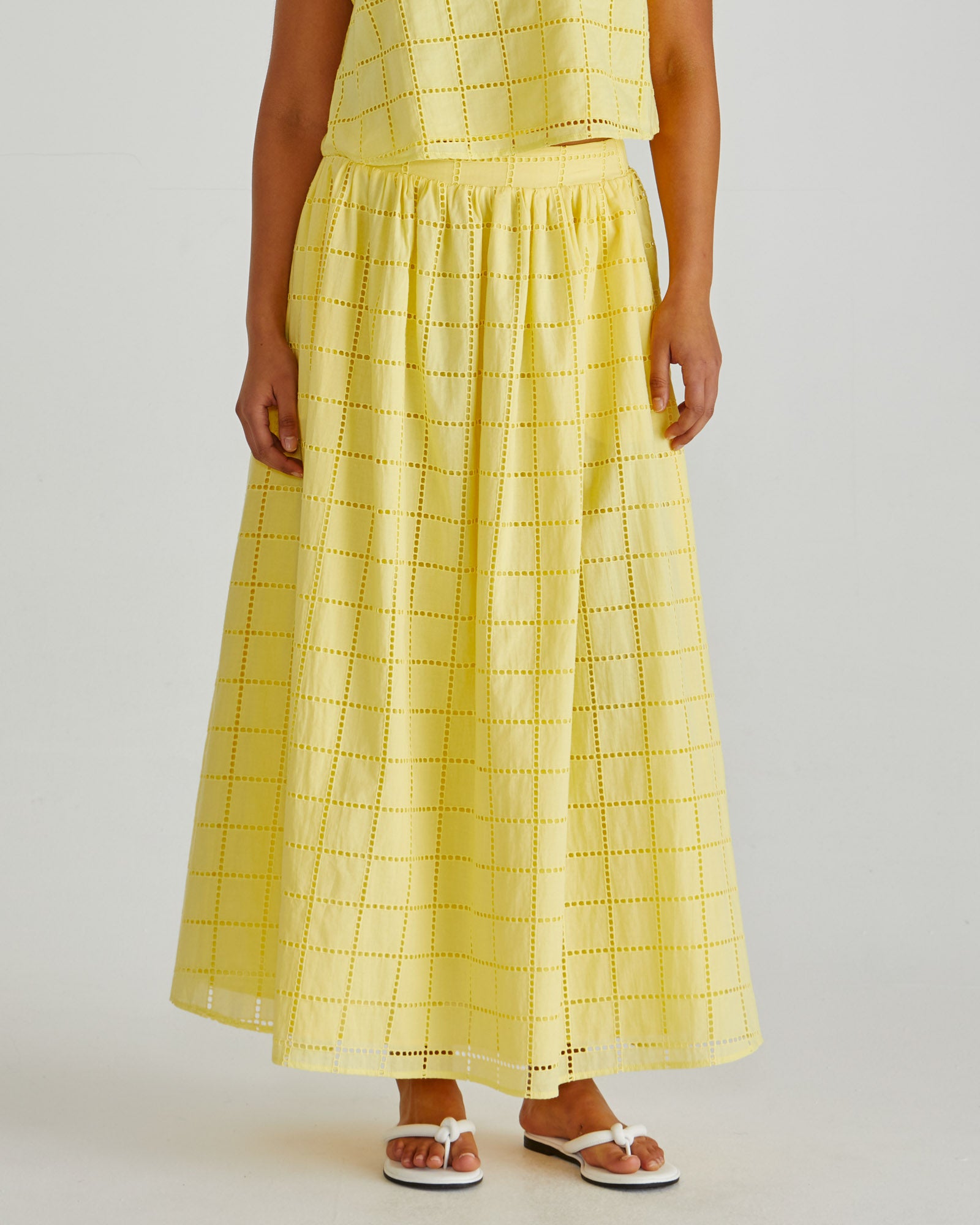 Helmi broderie full skirt yellow/pink