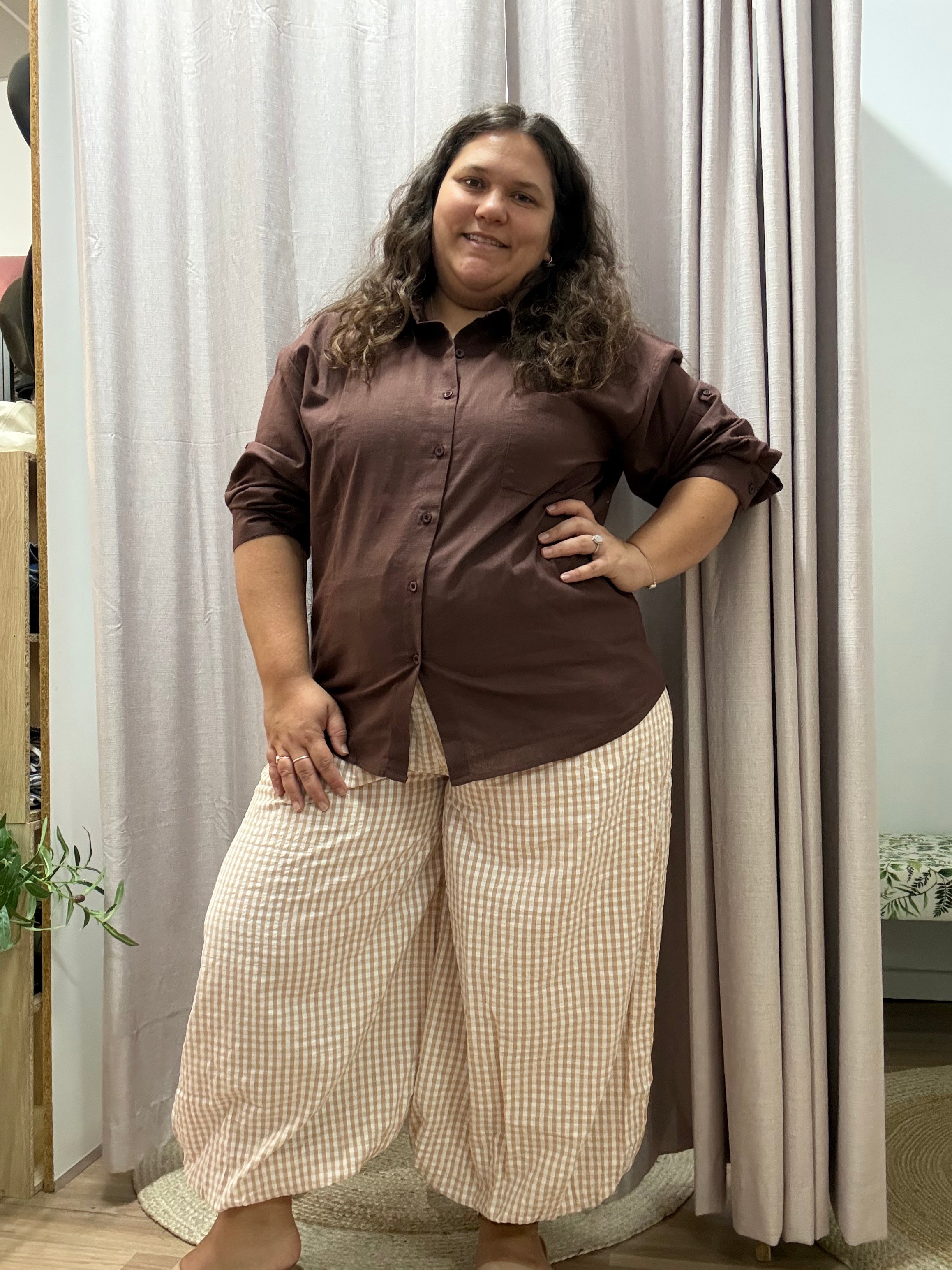 Ballon pant - Latte check