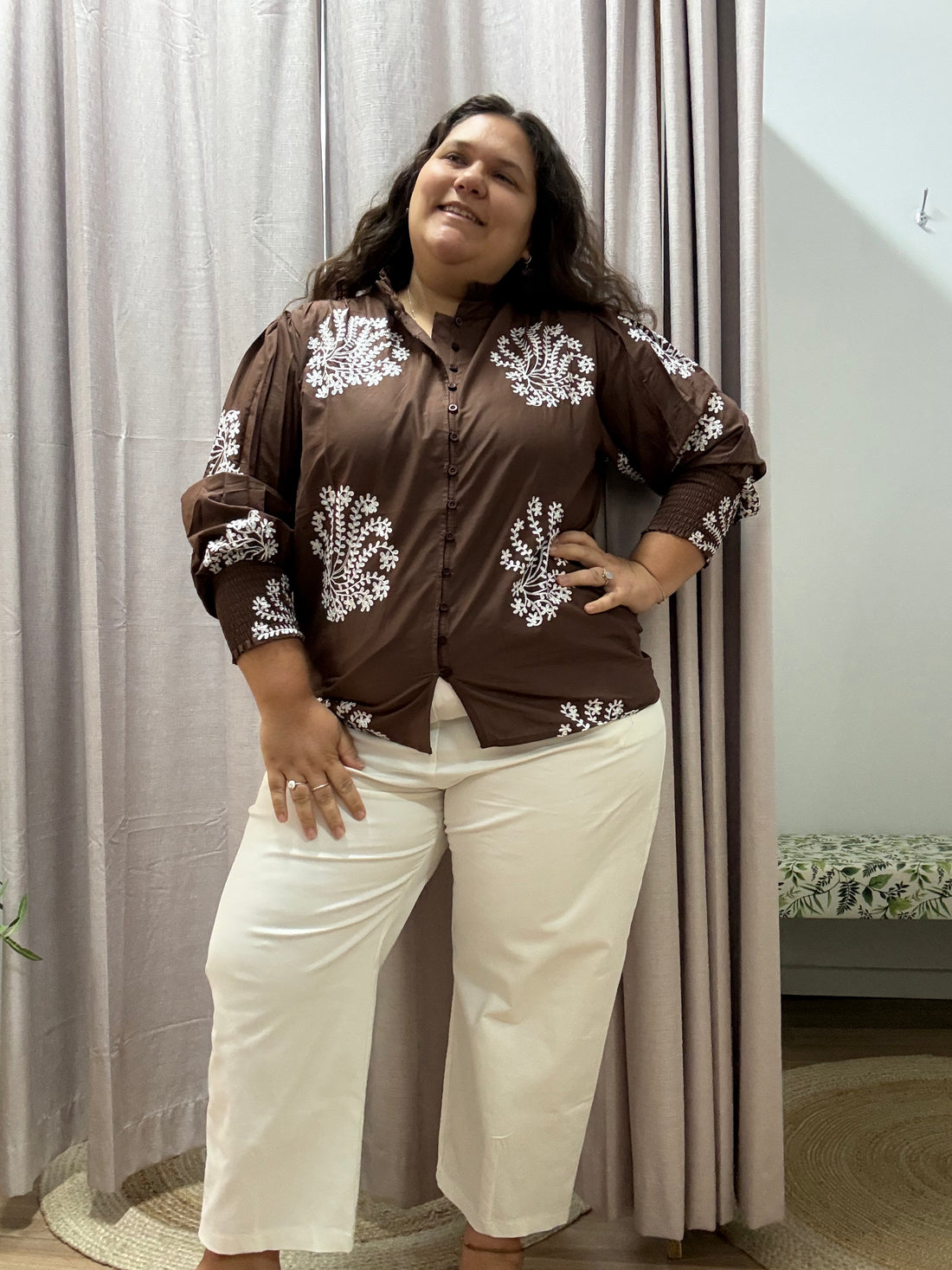 Chocolate Embroidered Blouse