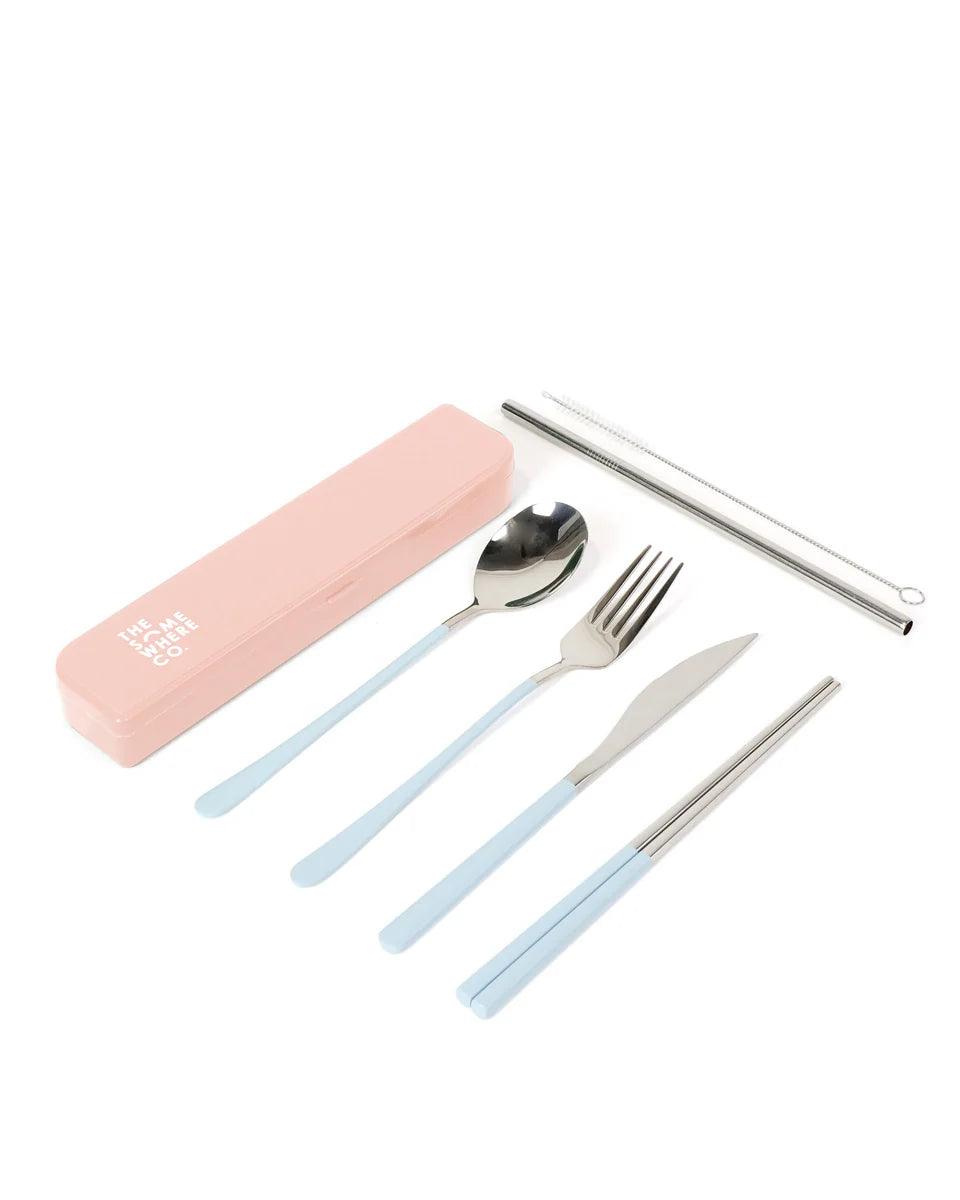 Take Me Away Cutlery Kit Silver/Powder Blue