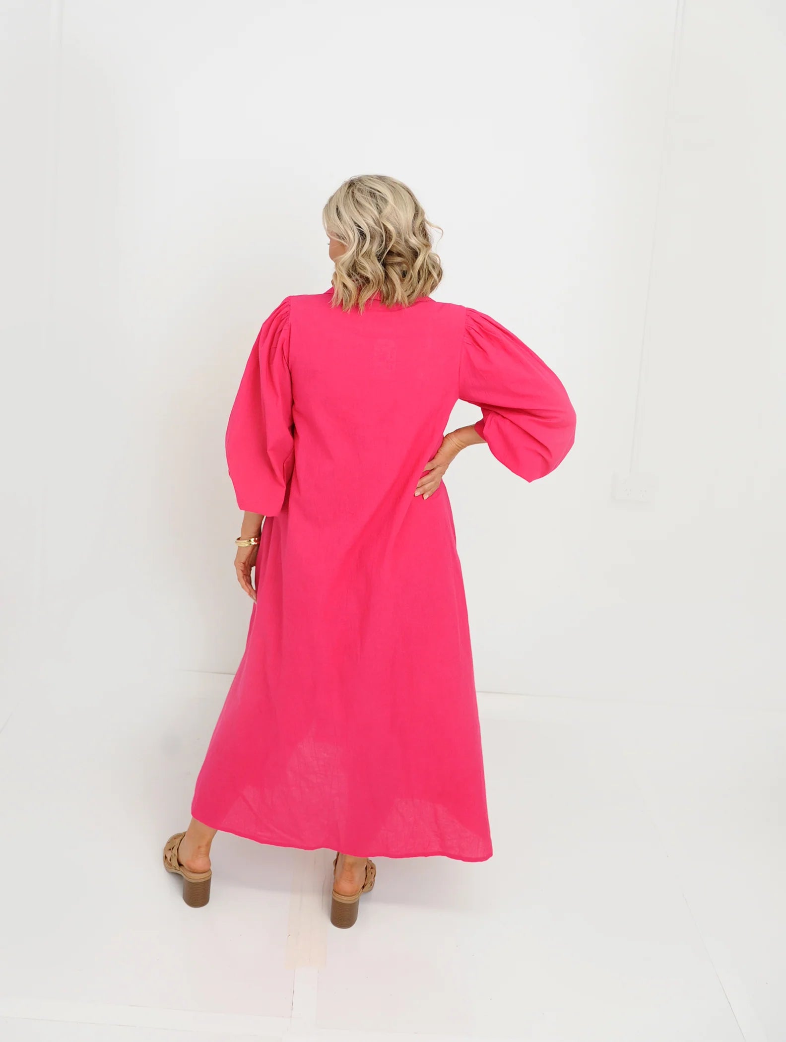 Large Palm Pink Dress