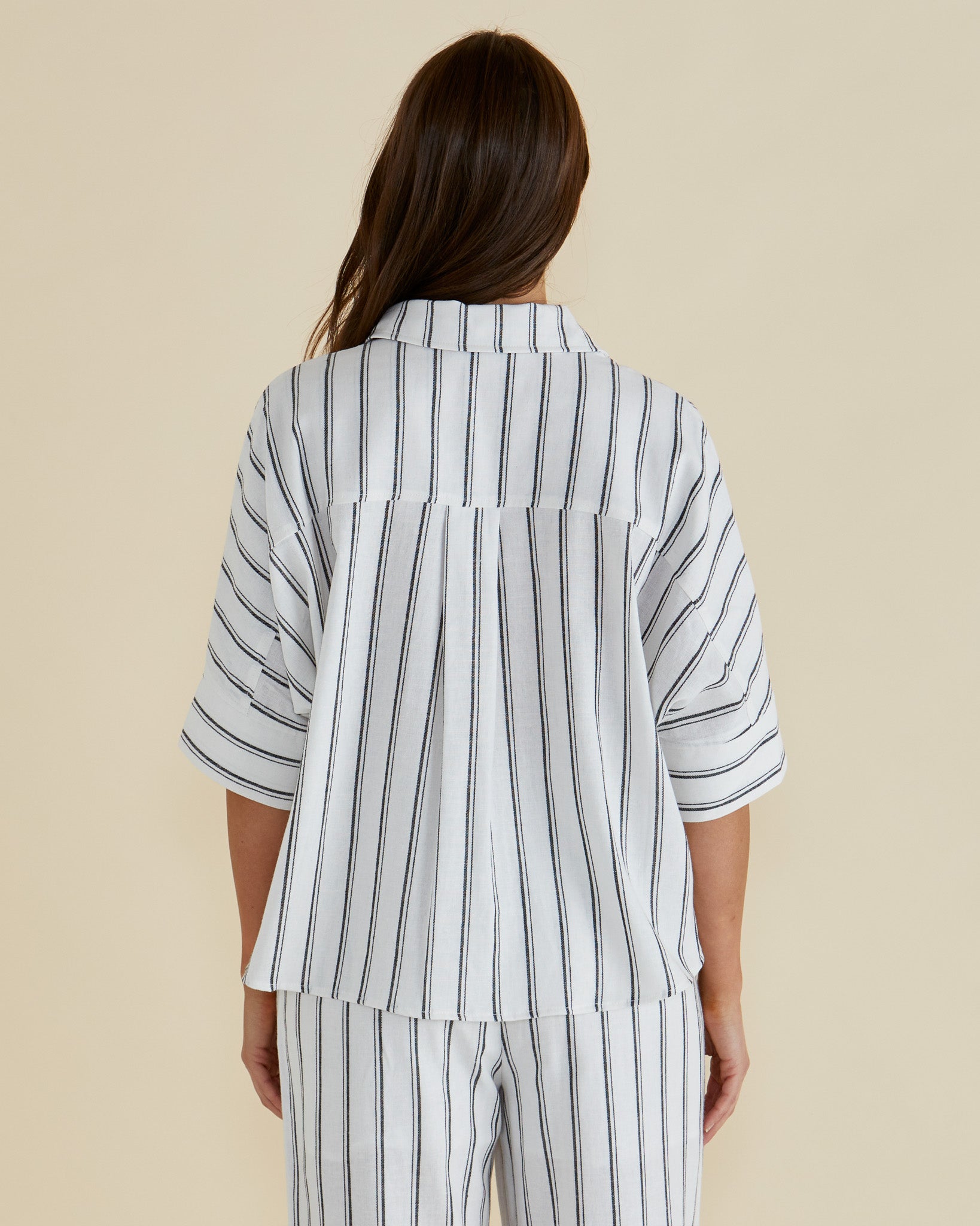 Lynwood Linen Shirt black/white stripe