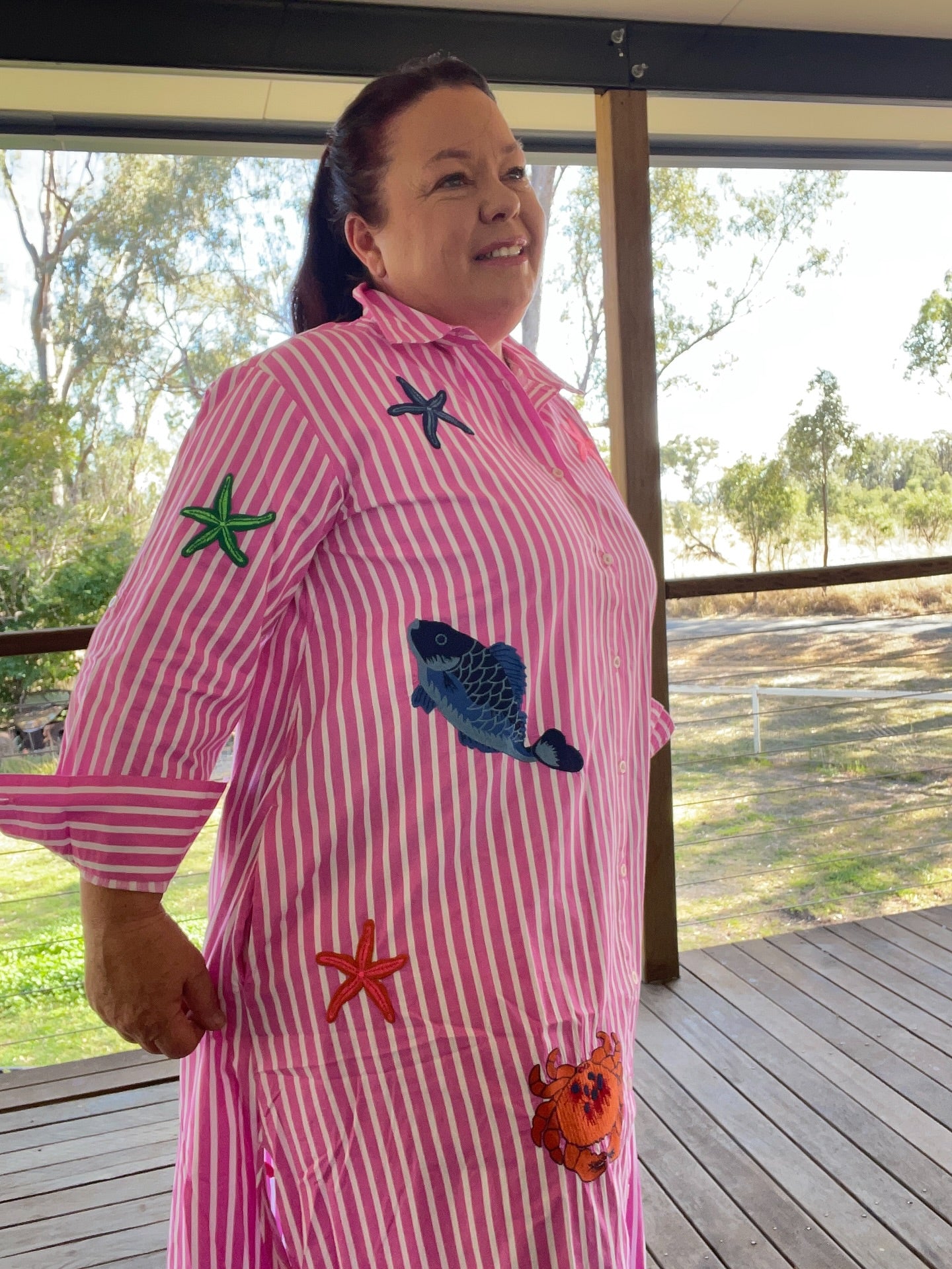 Maldives Story shirt dress pink