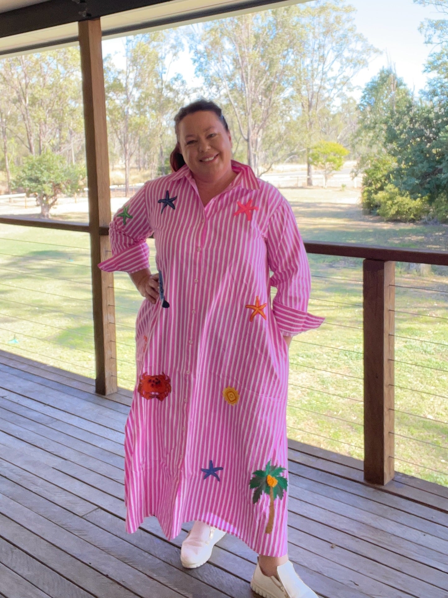 Maldives Story shirt dress pink