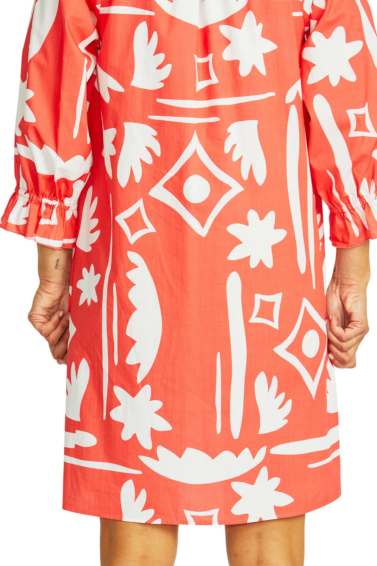 Moma Button Dress coral/ivory