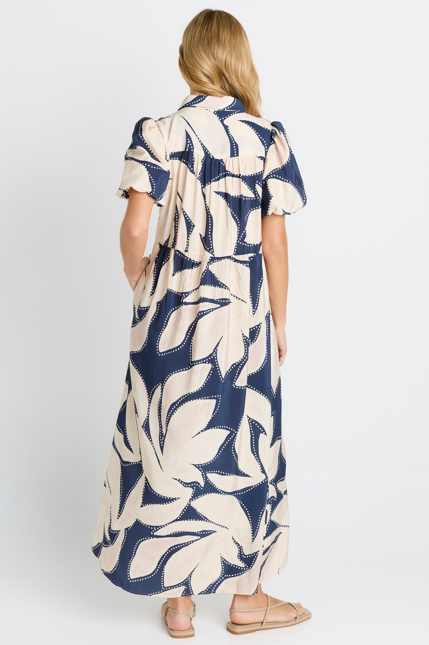 Nova Shirt Dress - Navy floral Print