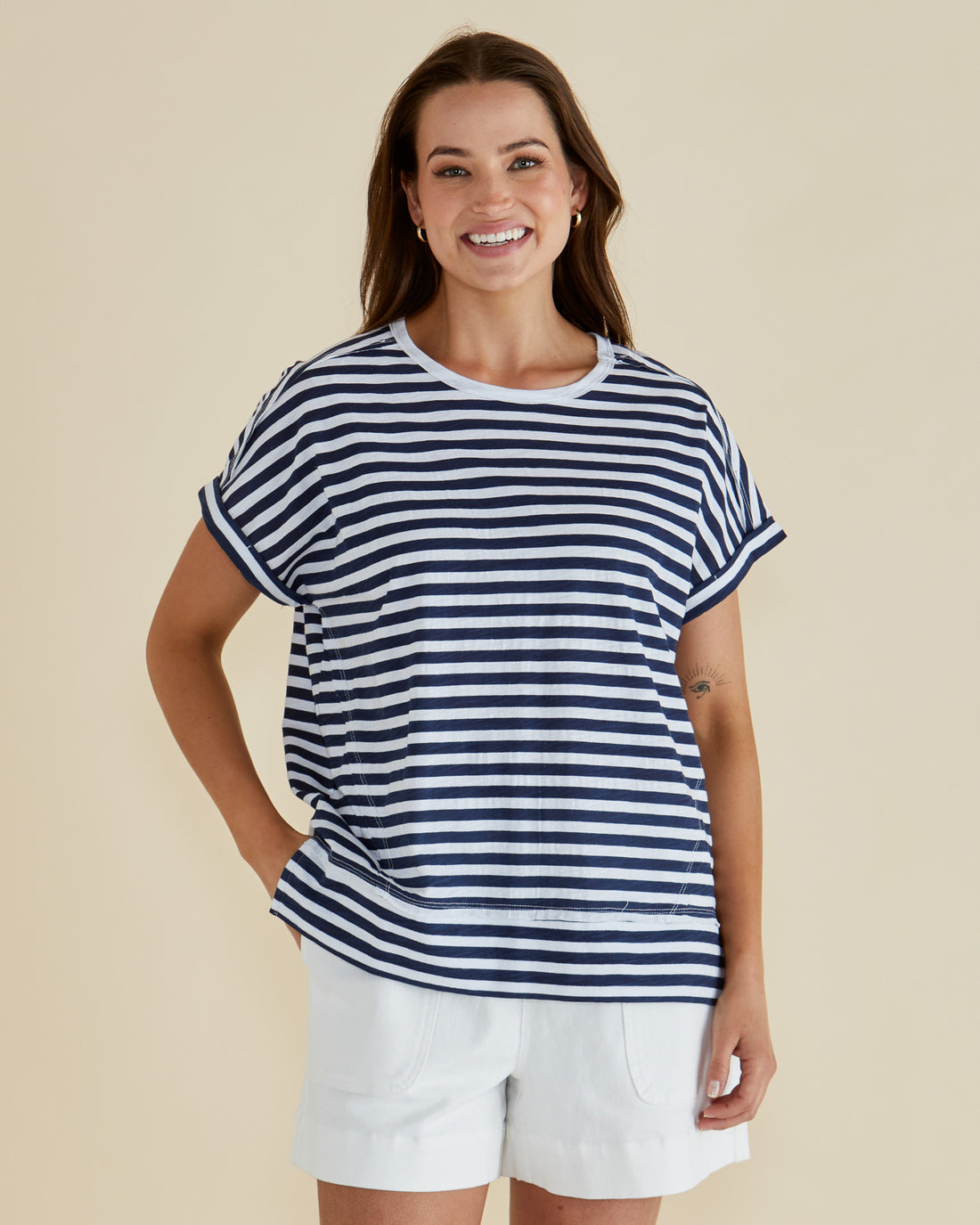 Shirley Tee navy stripe
