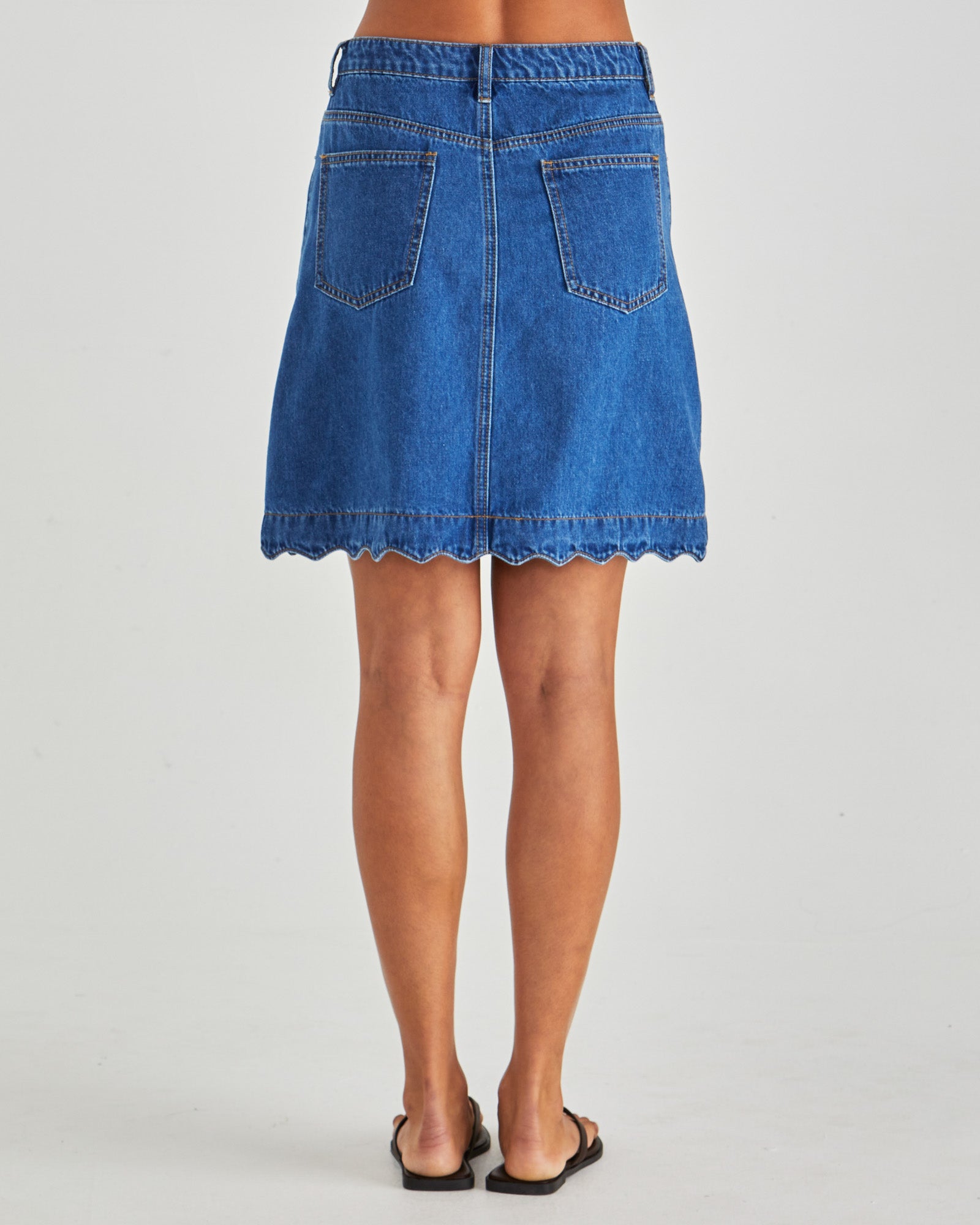 Vale Scalloped Denim Skirt