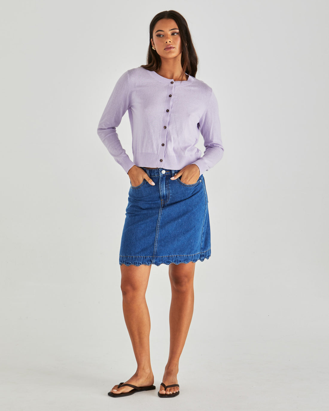 Vale Scalloped Denim Skirt