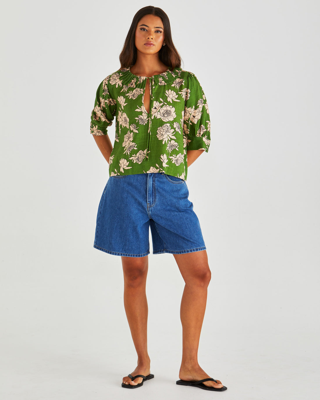 Antonie Pleated Blouse moonflower