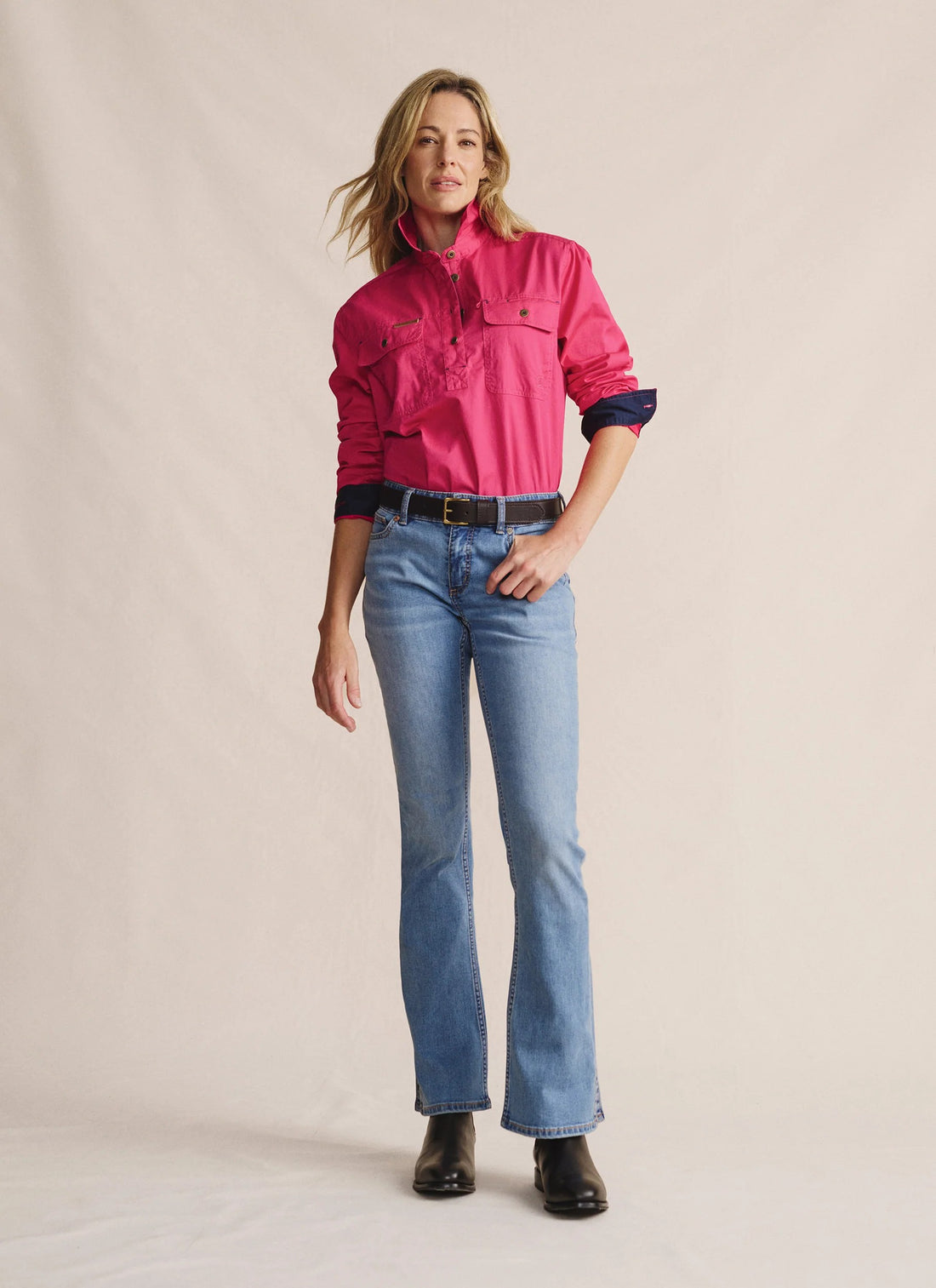 Camfield Half Placket Workshirt pink