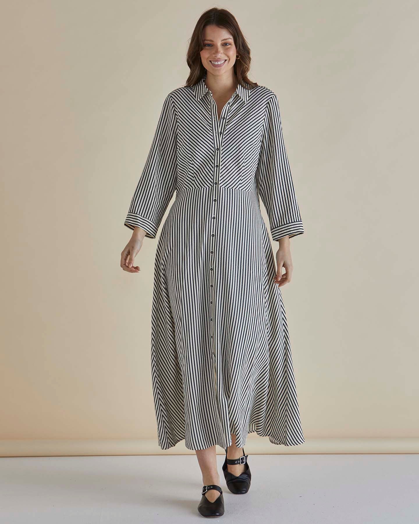 Crinkle Dress black/white