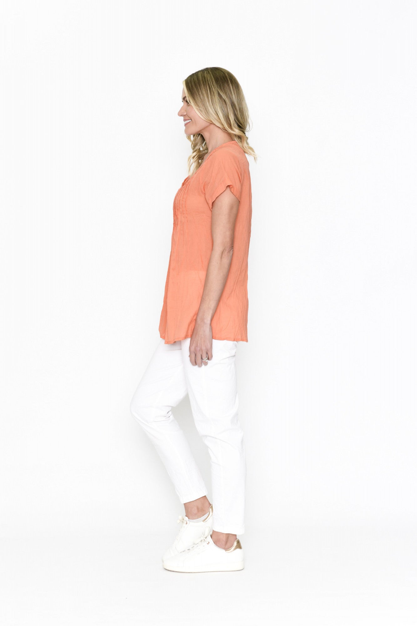 Kayla cotton blouse coral