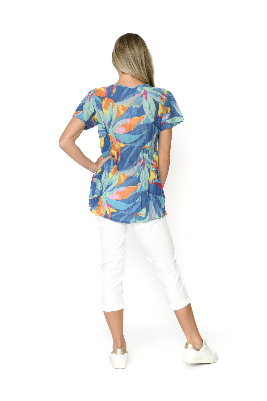 Kayla cotton blouse short sleeve (brtleaves1)