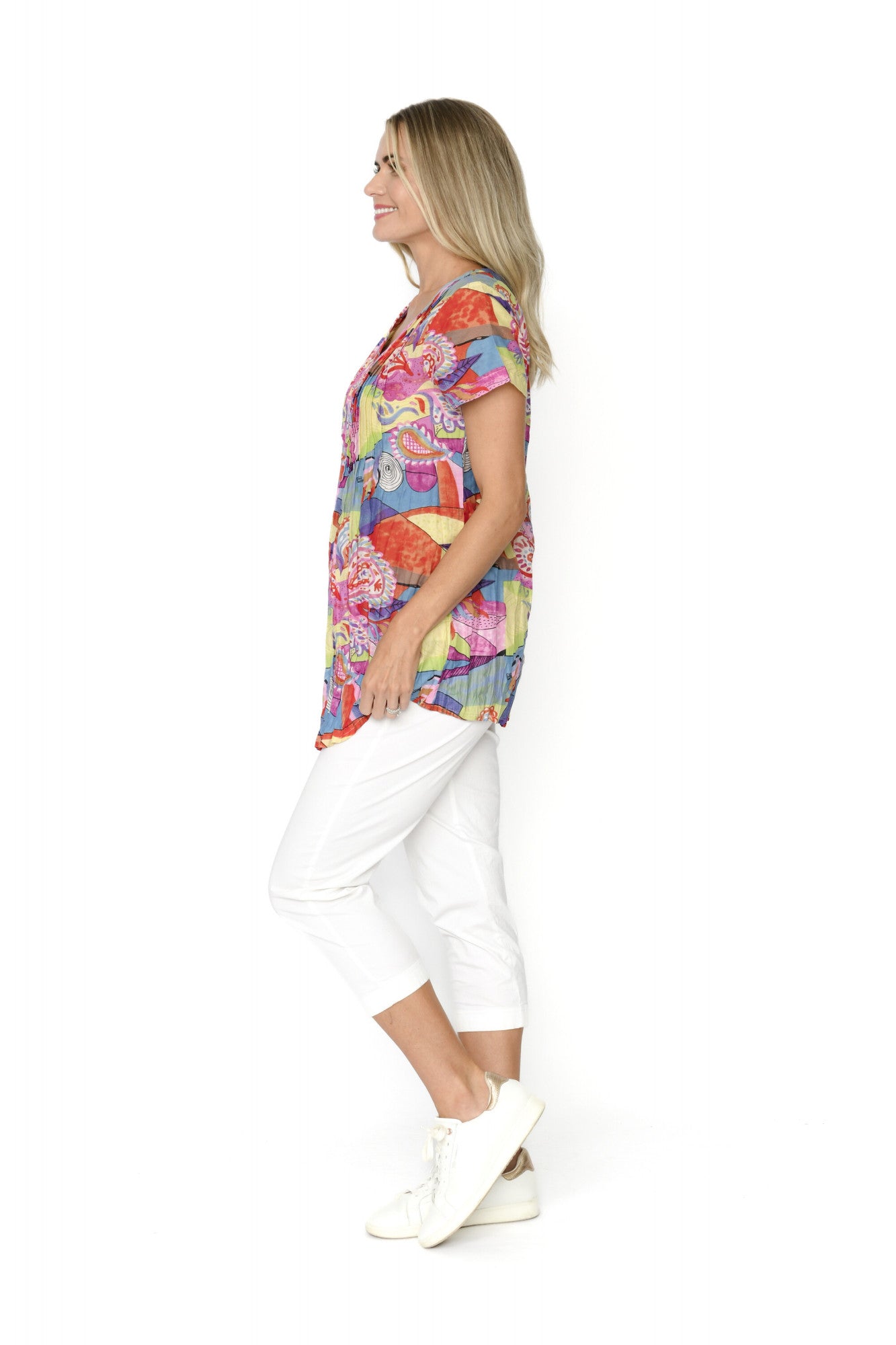 Kayla cotton short sleeve blouse retro4