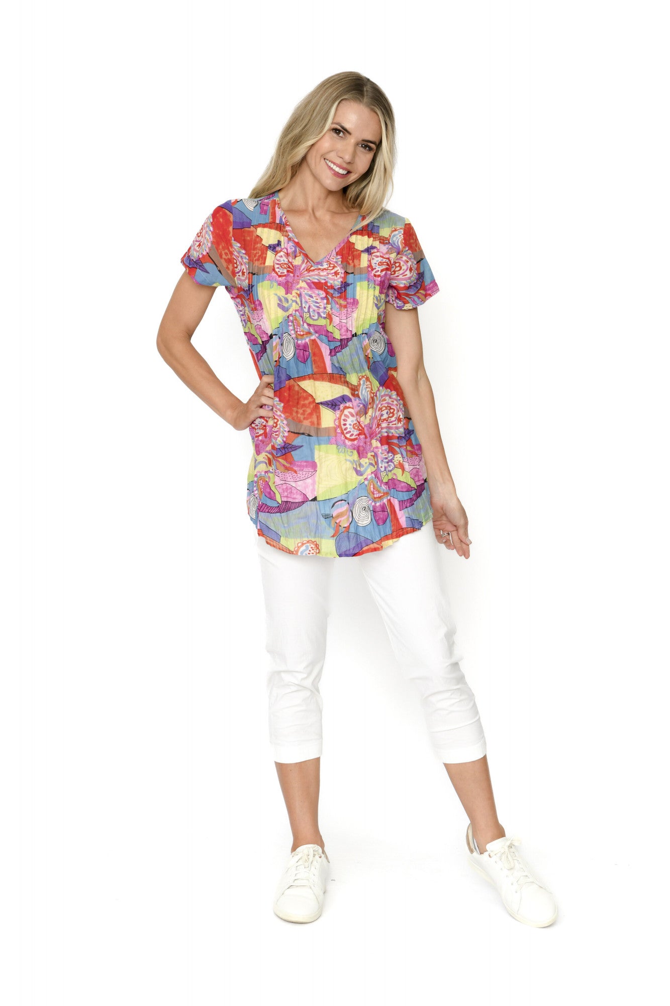 Kayla cotton short sleeve blouse retro4