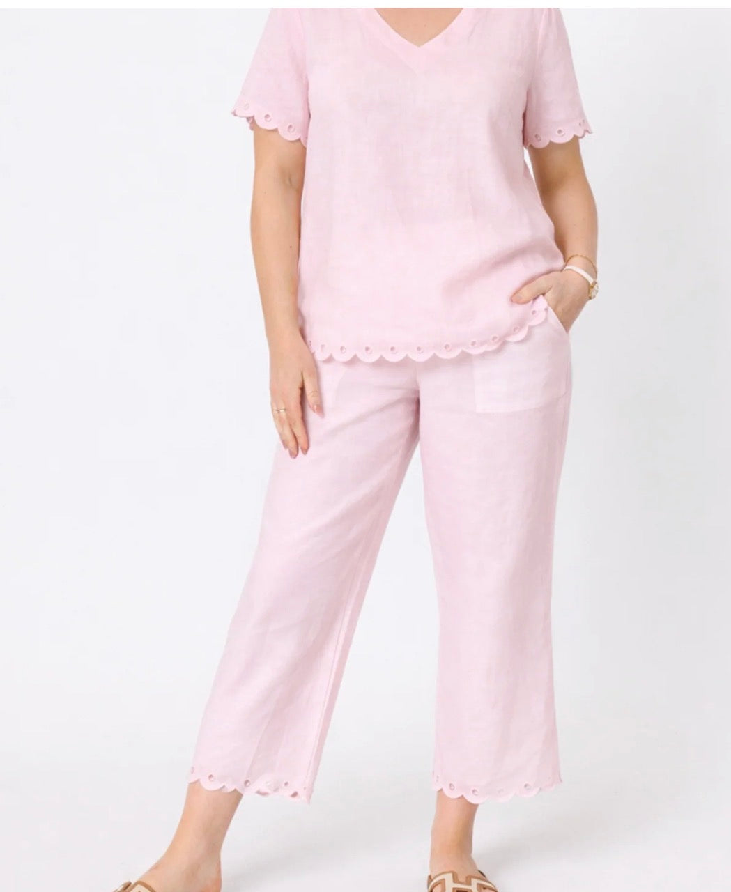 Lilly Linen Pant - pale pink