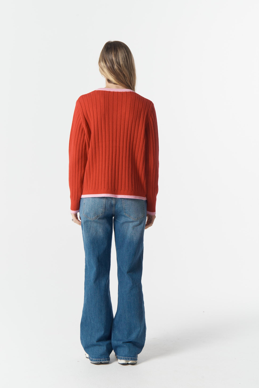 Glow V neck knit scarlet