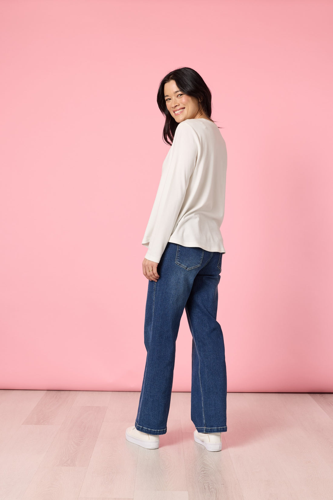 Brushed Cotton Crew Neck Tee- Ivory