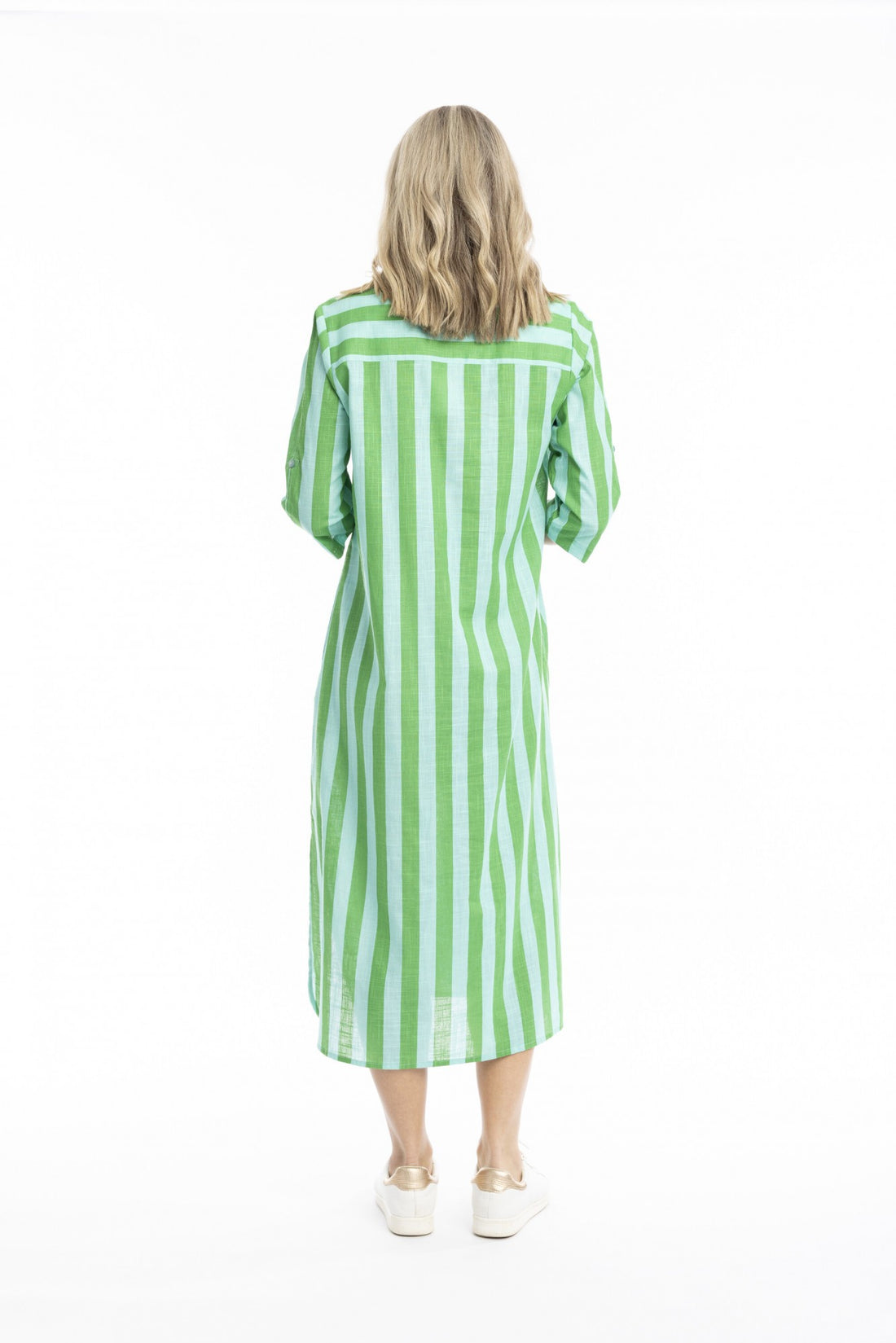 Green aqua stripe - sofia shirt dress