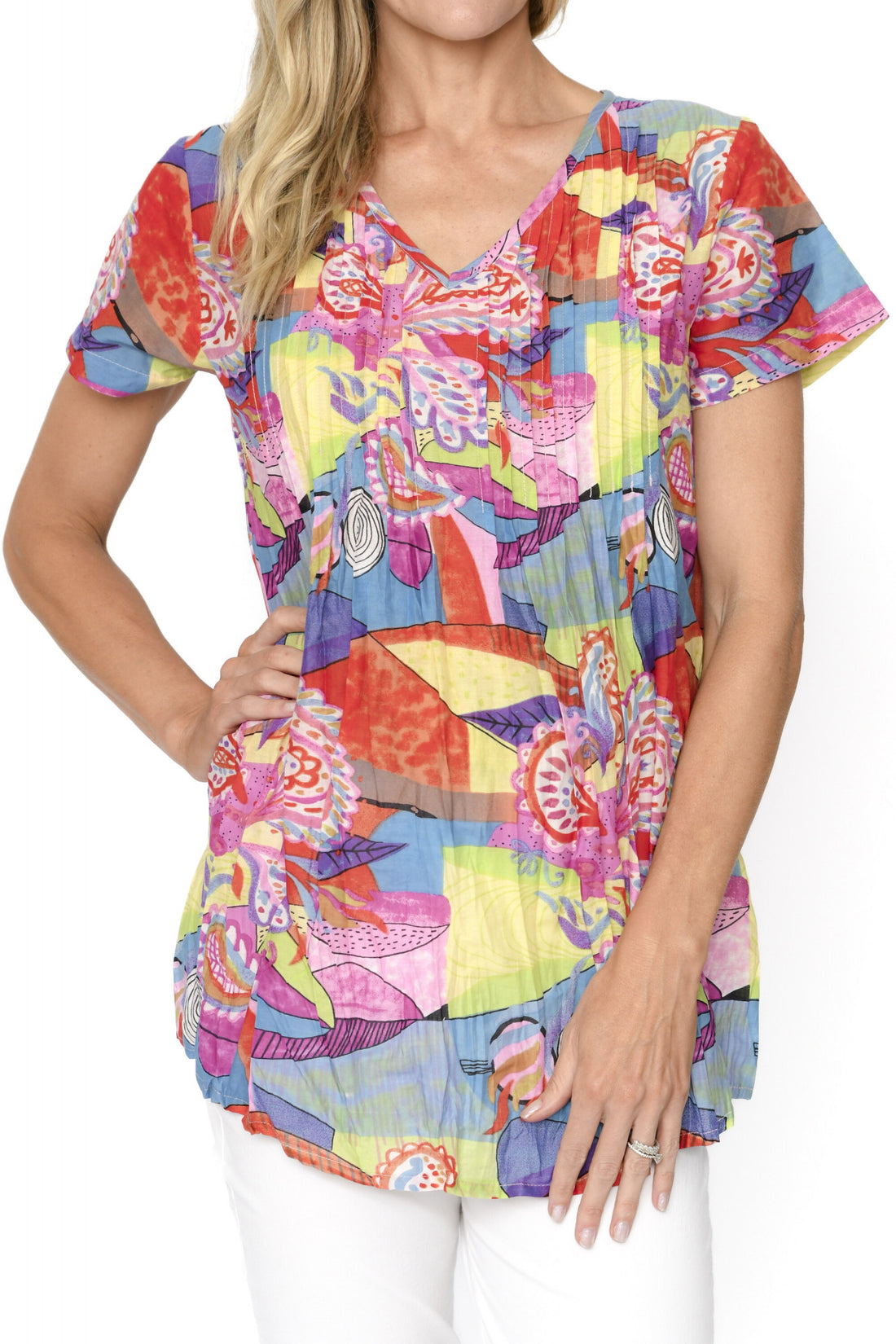 Kayla cotton short sleeve blouse retro4