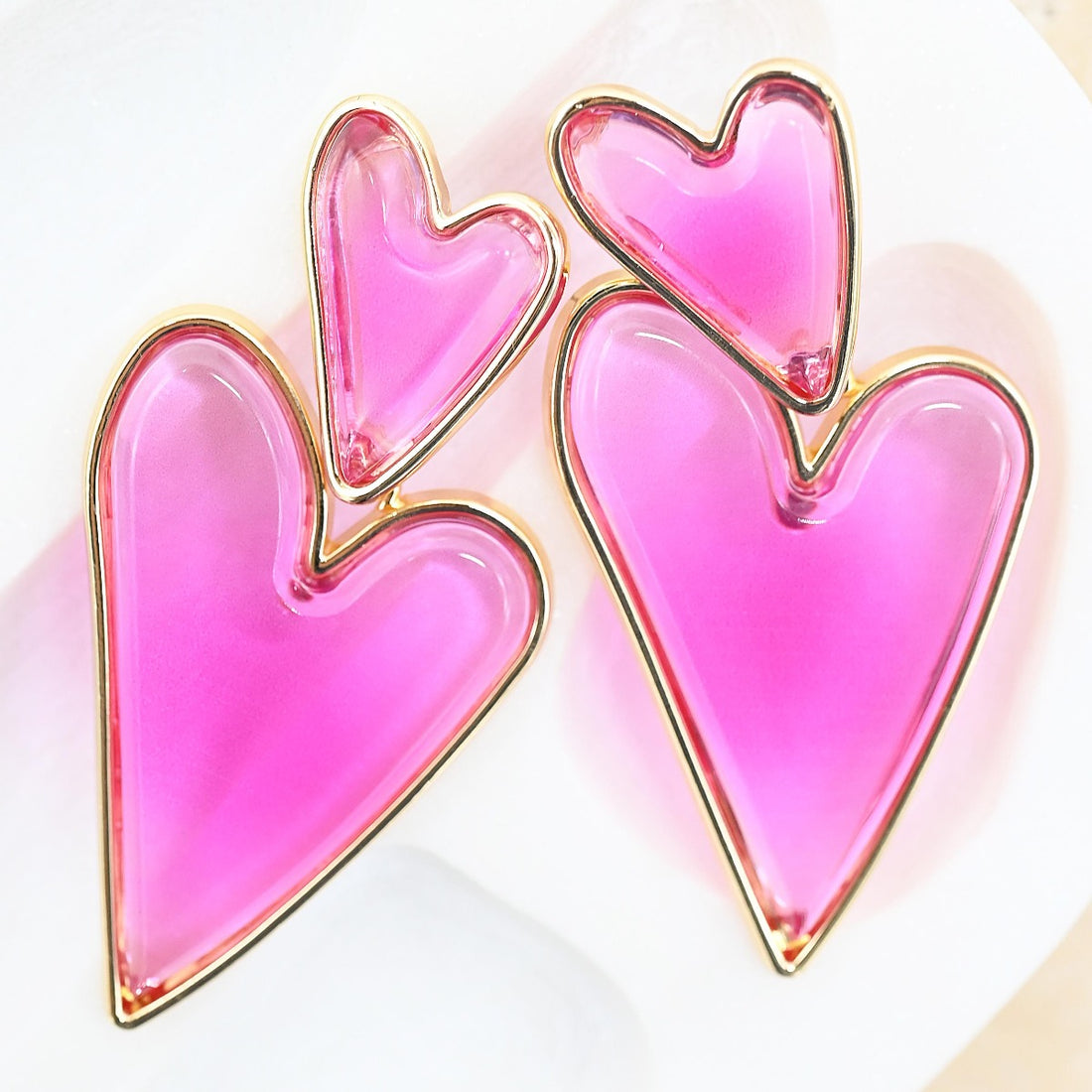 Loveheart Gem Earring Pink