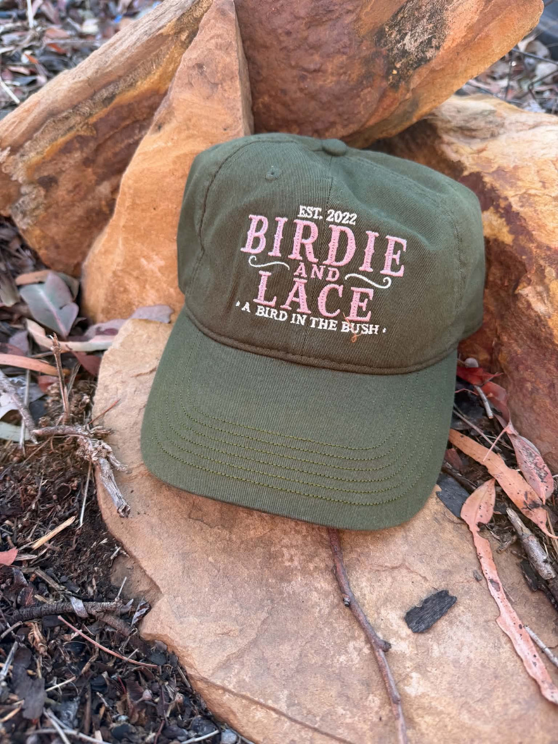 Birdie and Lace Cap - enzyme wash olive