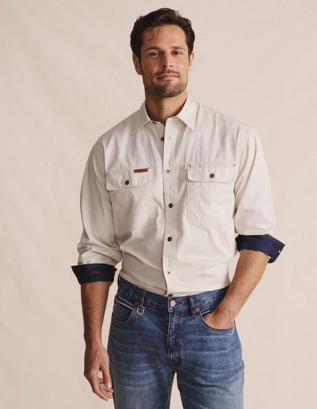 Armstrong Full Placket Workshirt - stone