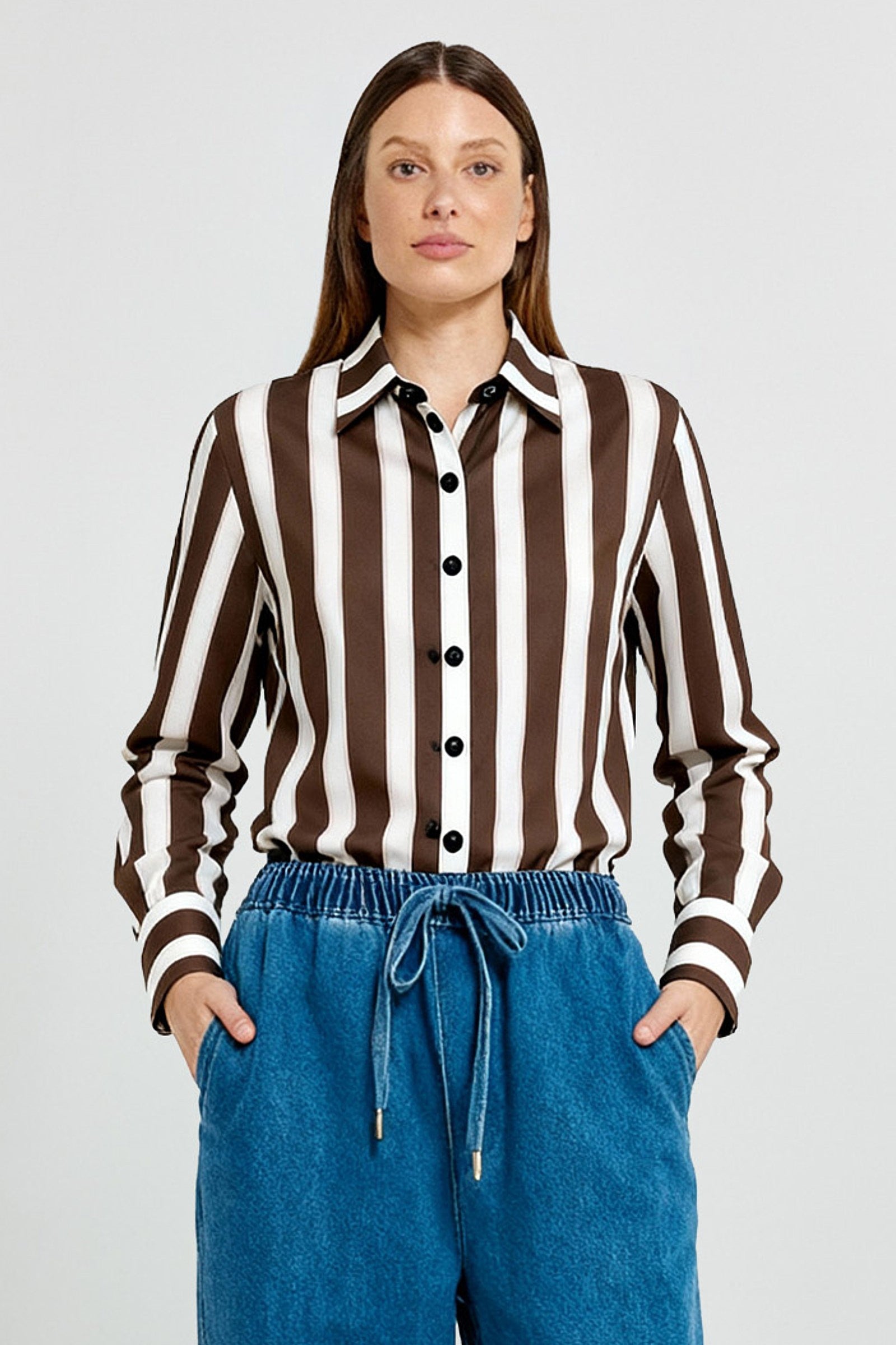 Coco Striped Shirt choc/pink