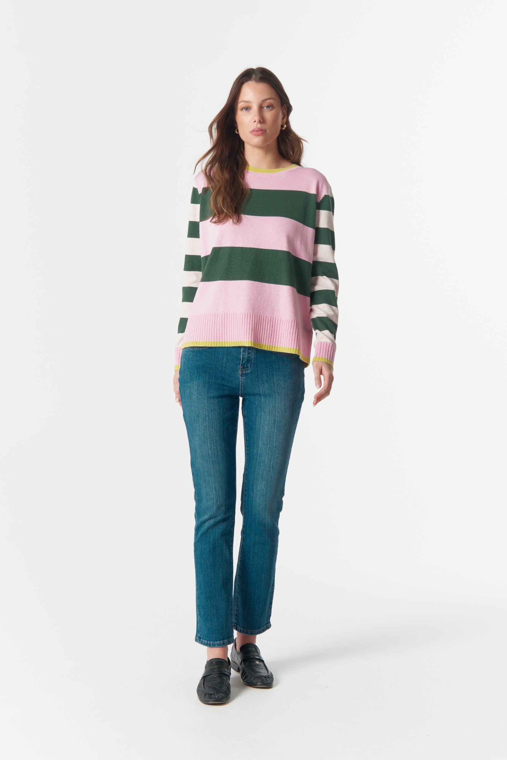 Sierra Contrast Stripe Knit lush green