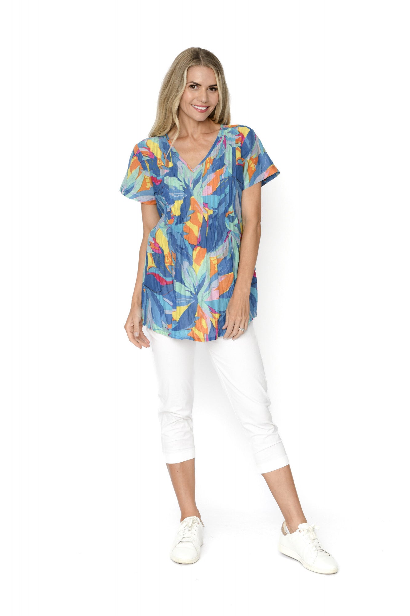 Kayla cotton blouse short sleeve (brtleaves1)