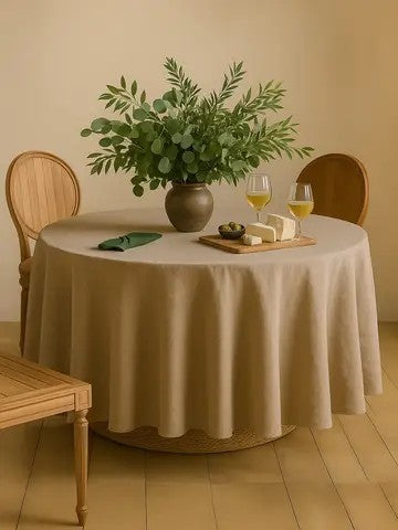 Round linen tablecloth 150cm - Olive