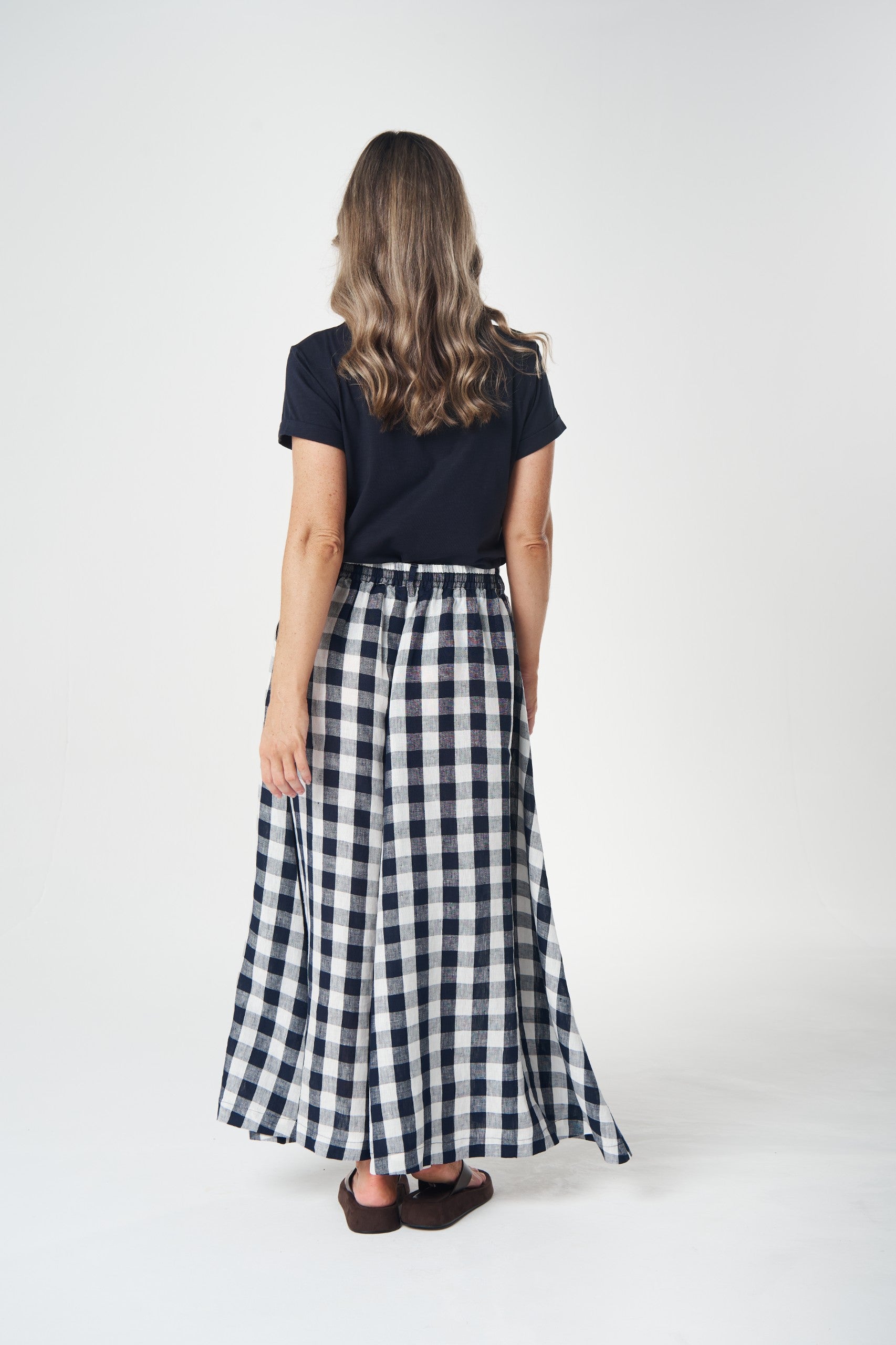 Field Maxi Gingham Skirt - navy