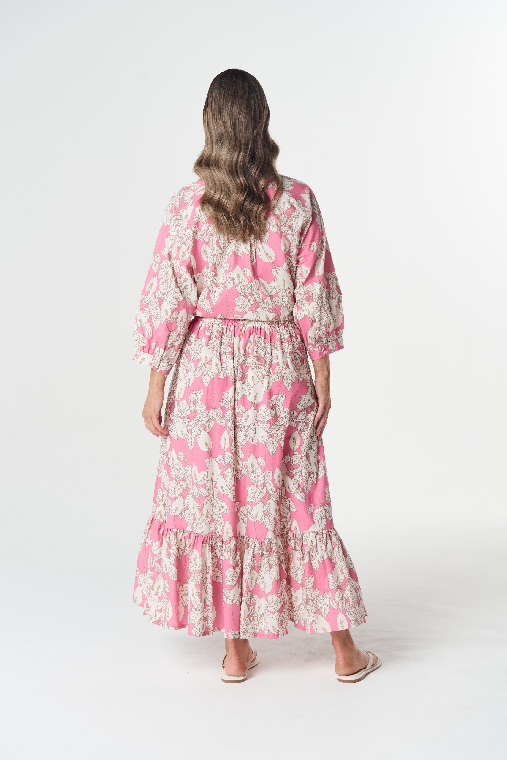 Coastal Cotton Skirt - flamingo flower