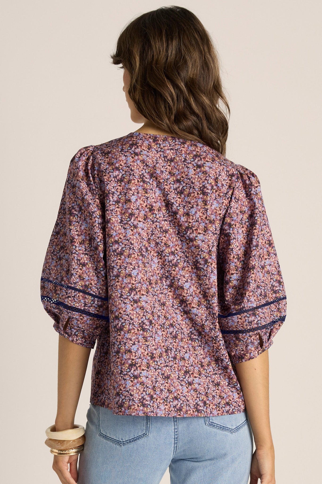 Alaia Print Lace Insert Blouse - ditzy