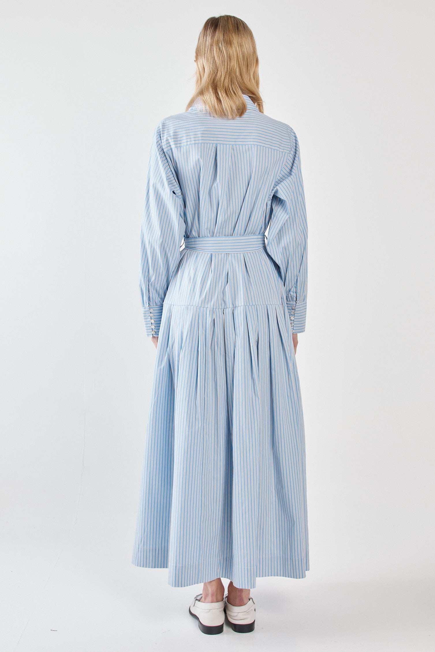 Christa striped shirt dress blue/choc