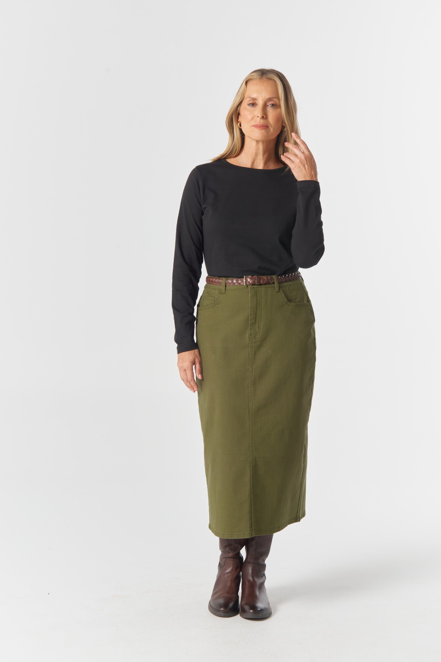 5 Pocket Maxi Skirt sage