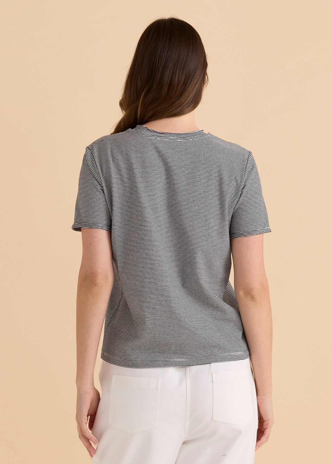 Cotton Slim Fit Tee Black Stripe