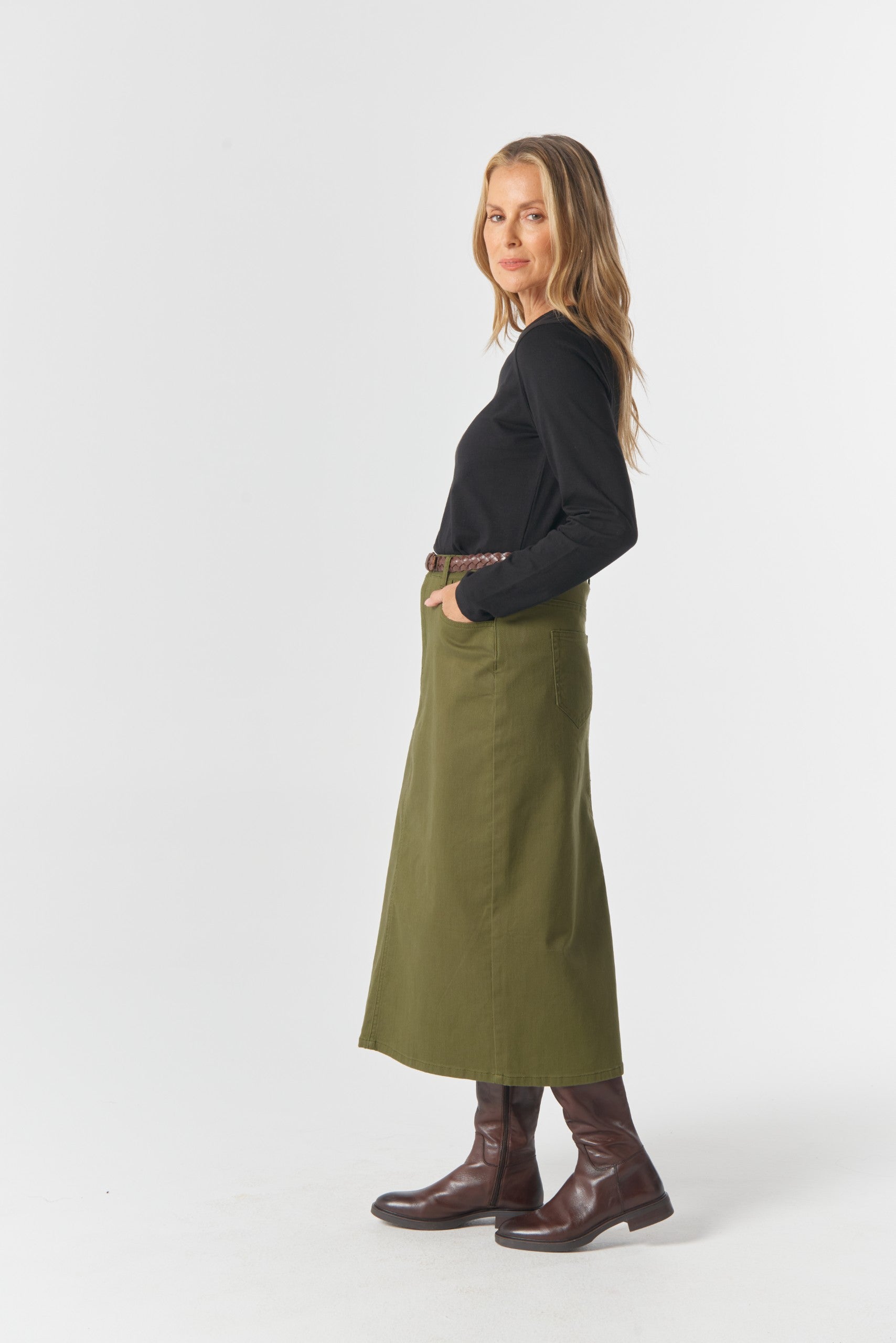 5 Pocket Maxi Skirt sage