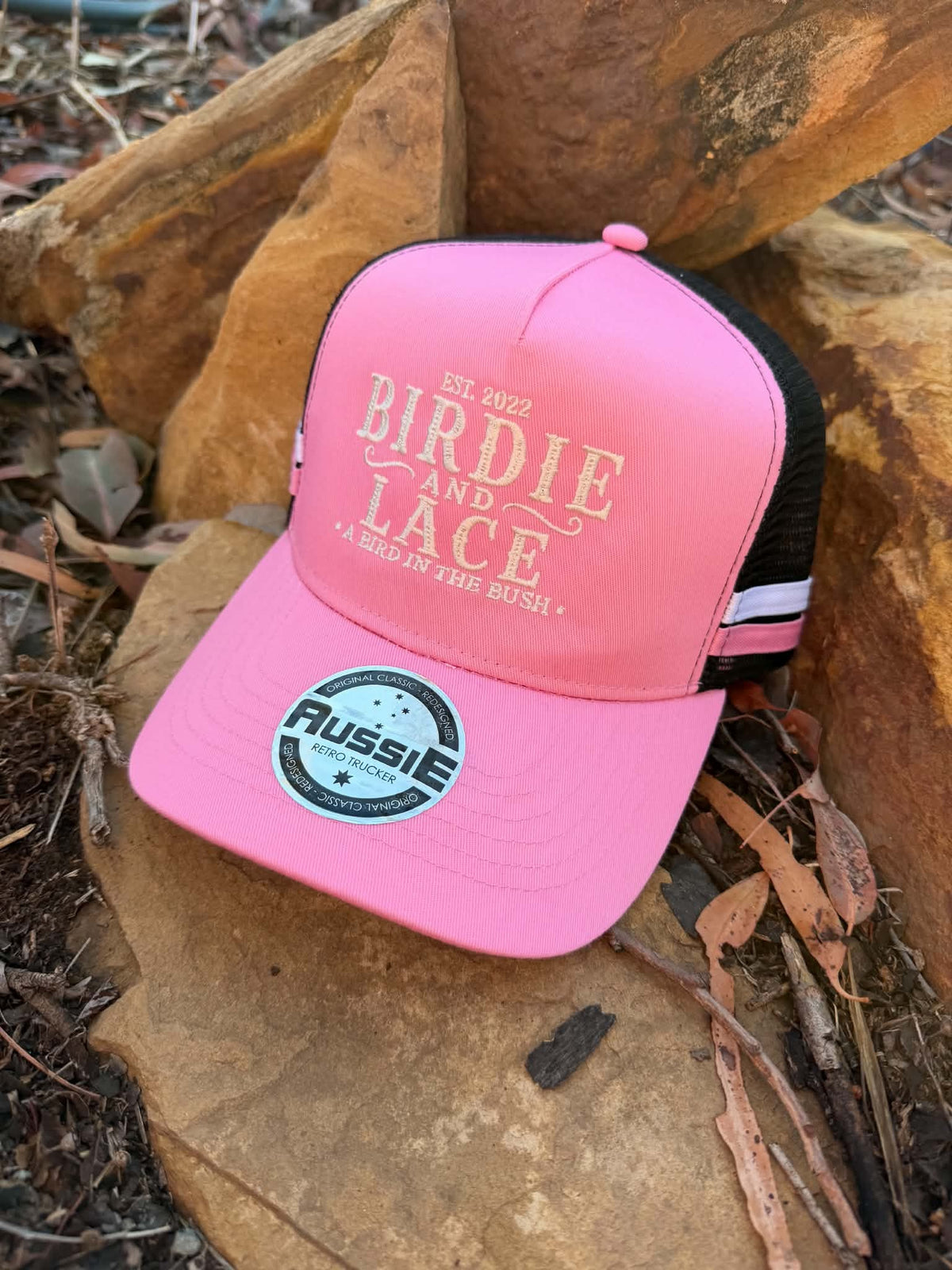Birdie and Lace Trucker Cap - hot pink