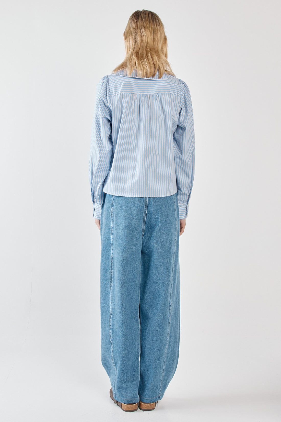 Gypsy Large Collared Shirt blue/choc stripe