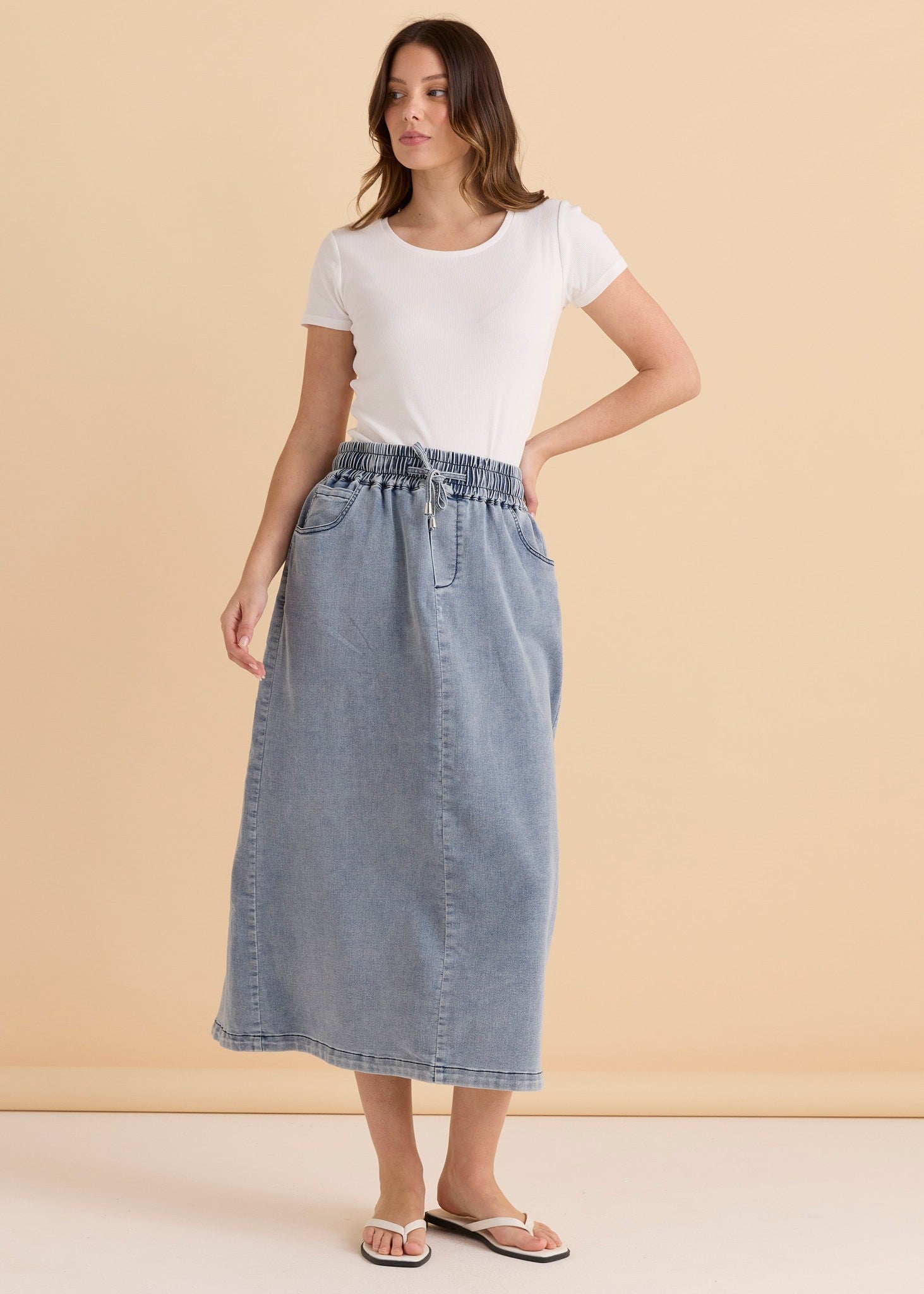 Maxi Jogger Skirt light blue wash