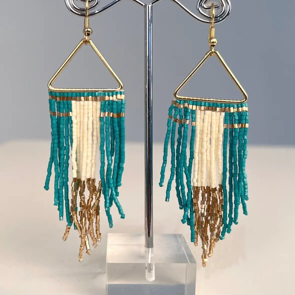Turq Fringe Earrings
