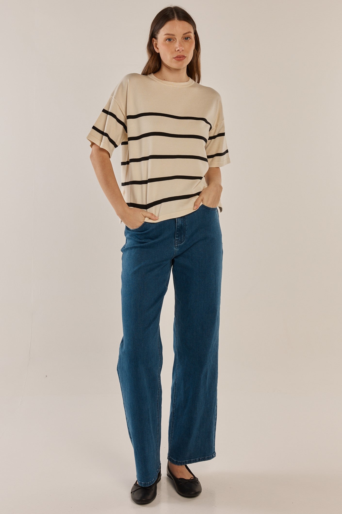 Bailey Boxy Top Cream/Liquorice